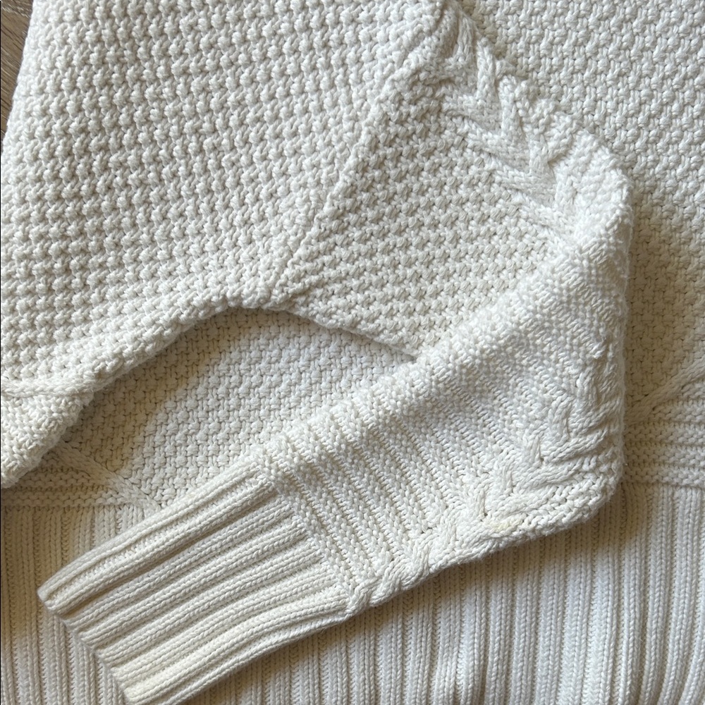 Elegant Rachel Ashwell Cozy Cotton Cream Cable Knit Turtleneck Sweater - Picture 7 of 13